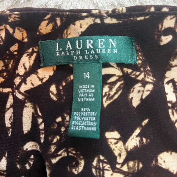 Lauren Ralph Lauren Stretch Safari Print Gathered Waist Fitted Slimming Dress 14 - Picture 11 of 11